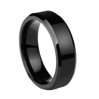 8mm Black Titanium Stainless Steel Ring