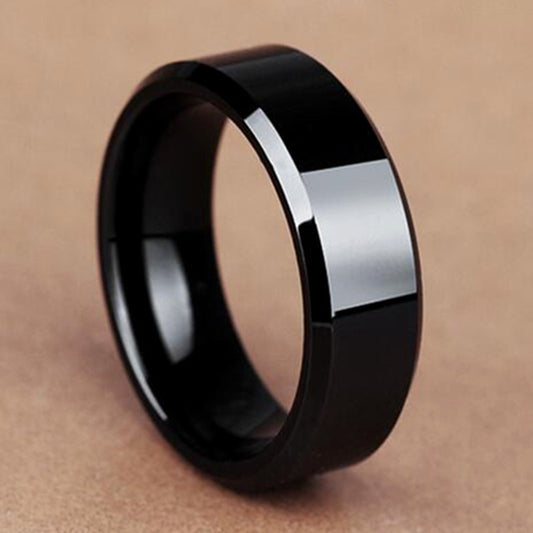 8mm Black Titanium Stainless Steel Ring