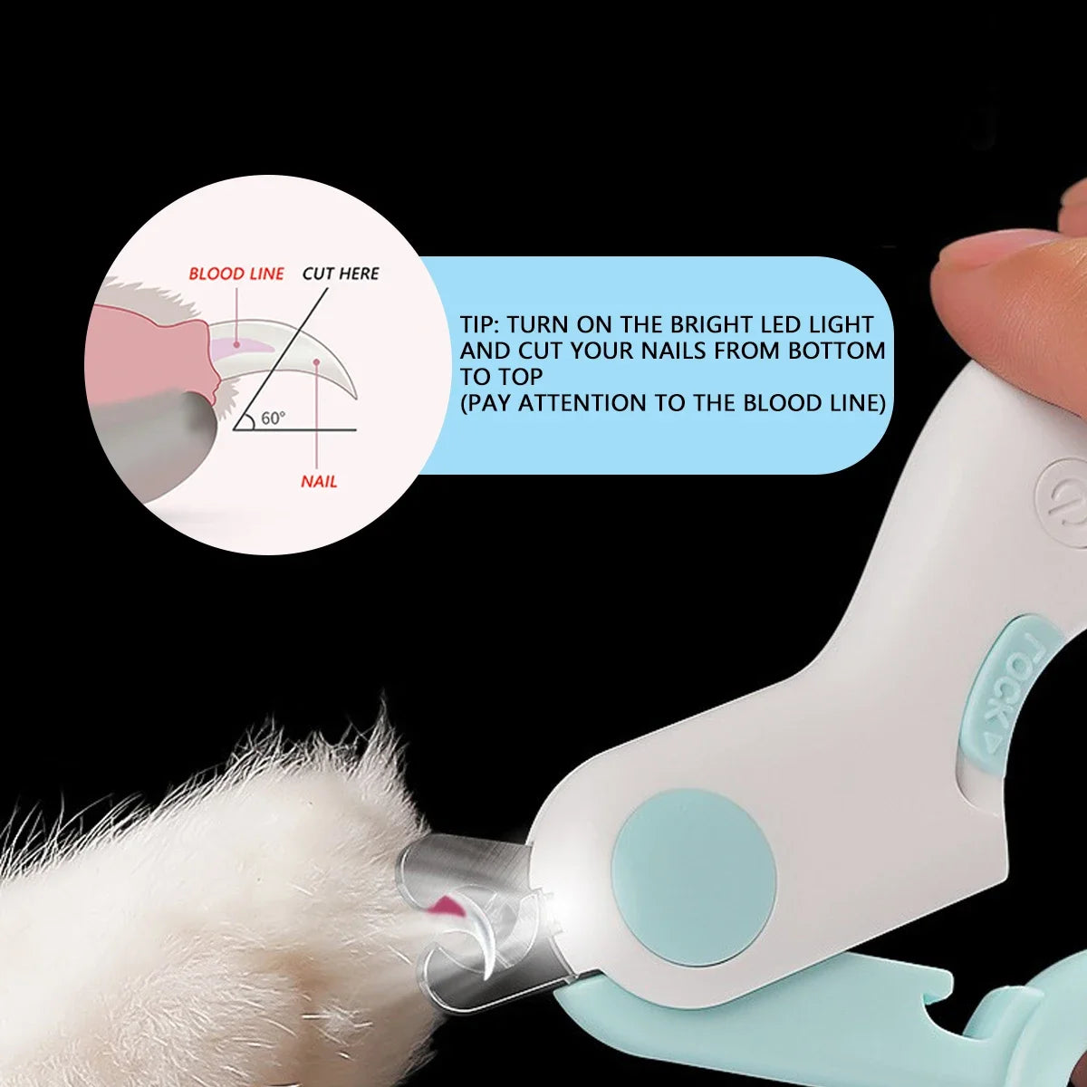 LED Light Cat Dog Nail Clipper Cutter