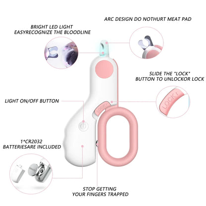 LED Light Cat Dog Nail Clipper Cutter