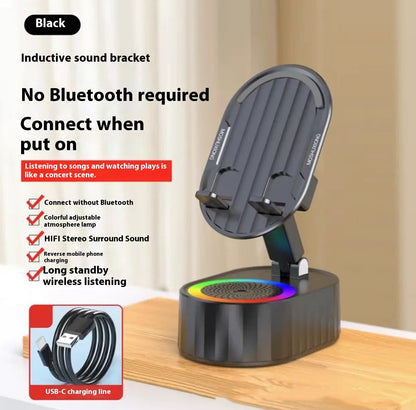 Wireless Induction Audio Bluetooth Speaker 5 in 1 Phone Holder