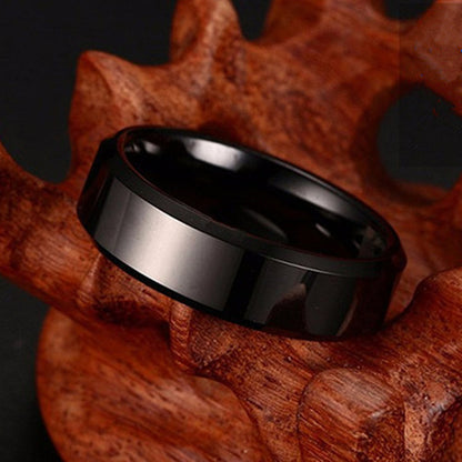 8mm Black Titanium Stainless Steel Ring