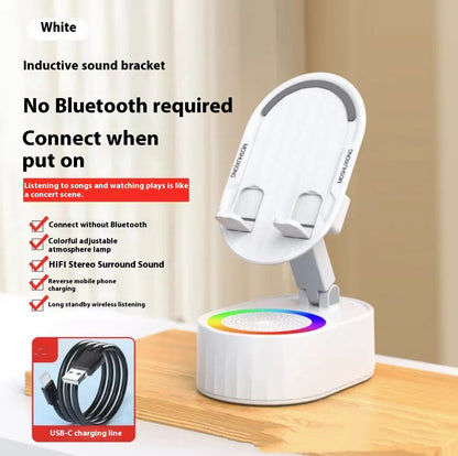 Wireless Induction Audio Bluetooth Speaker 5 in 1 Phone Holder