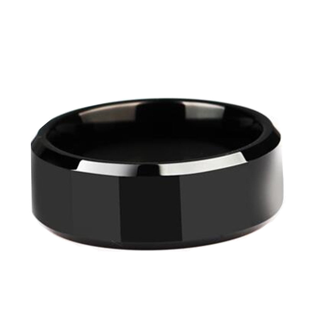 8mm Black Titanium Stainless Steel Ring
