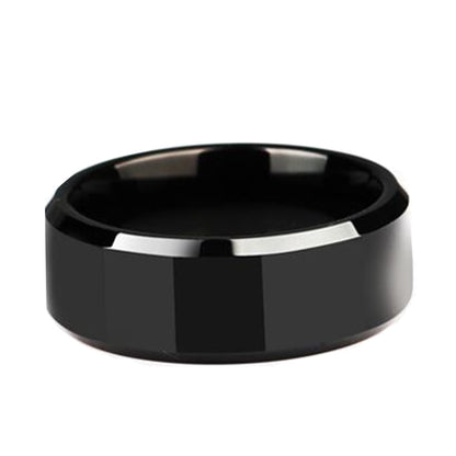 8mm Black Titanium Stainless Steel Ring